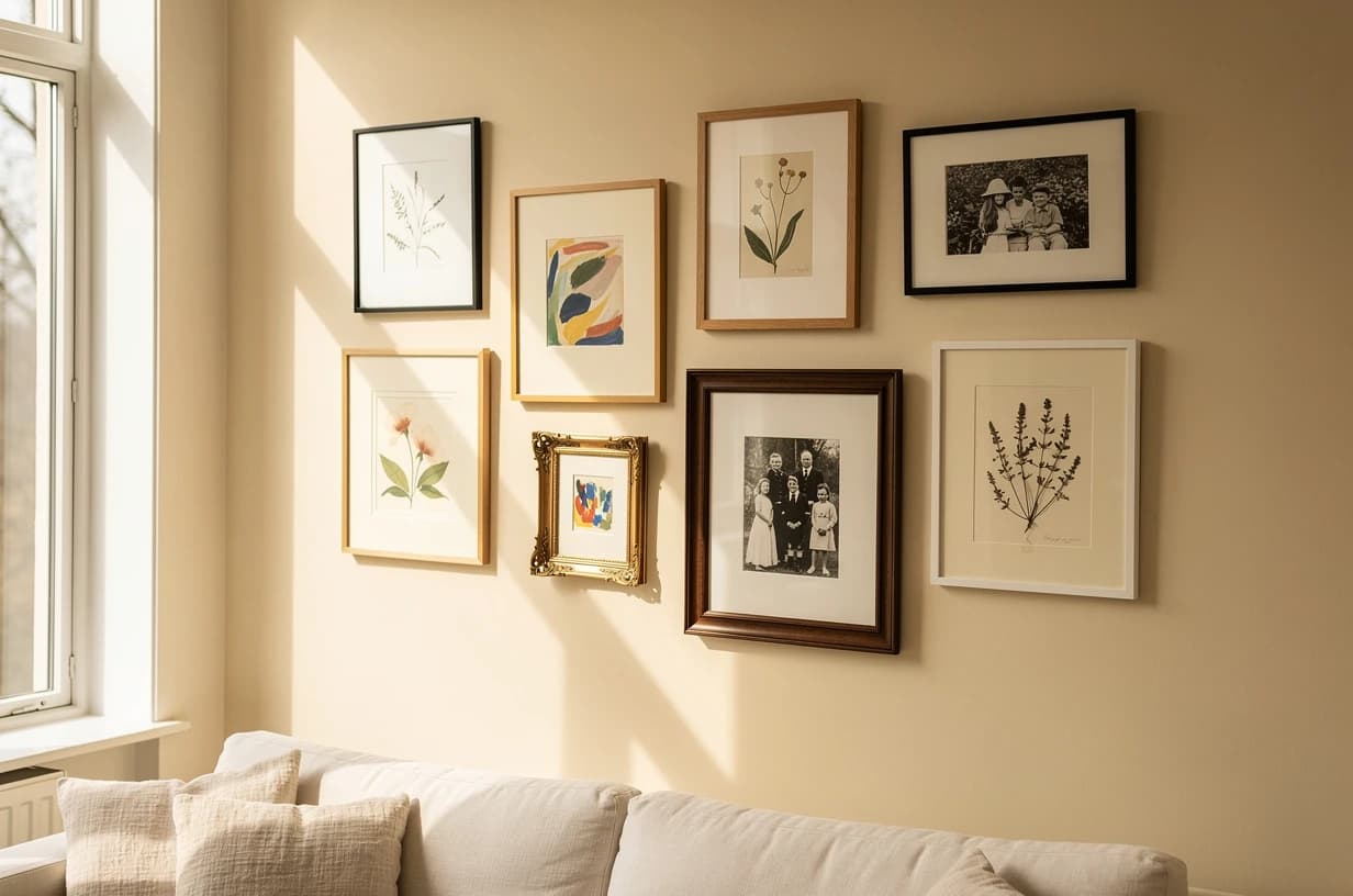 Wall with a mix of frames